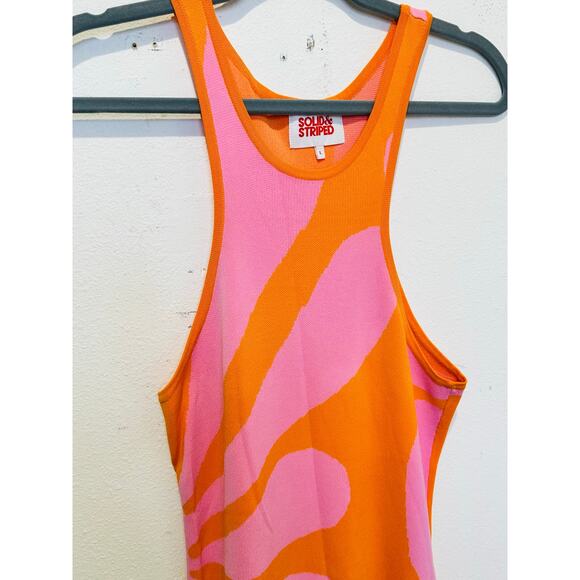 SOLID & STRIPED Carnation Pink Clementine Funky Pattern Knit Sia Dress size L - Picture 4 of 14